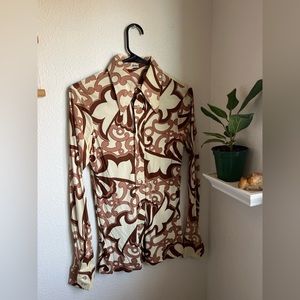 Daber shirt vintage 70s disco style novelty print button down long sleeve mens
